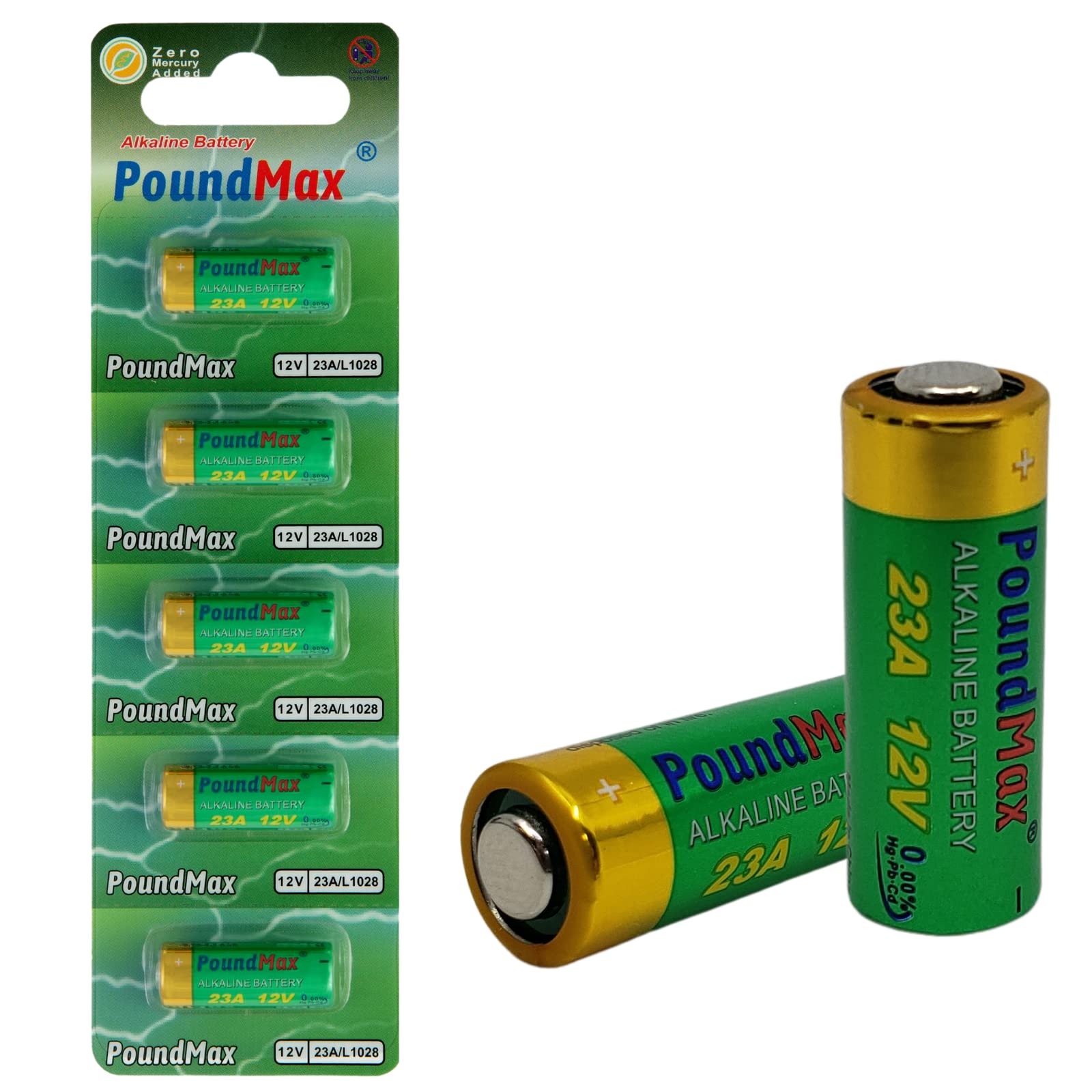 5 x Super Alkaline 23AE/A23/LRV08/MN21 12V PoundMax Alkaline Security Batteries