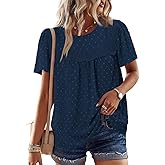 BETTE BOUTIK Women Boho Tops Short Sleeve Summer Flowy Shirts Dressy Casual Loose Trendy Blouses