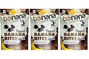 Barnana Organic Dark Chocolate Dipped Chewy Banana Bites, 3.5 Ounce Bag (Pack of 3)