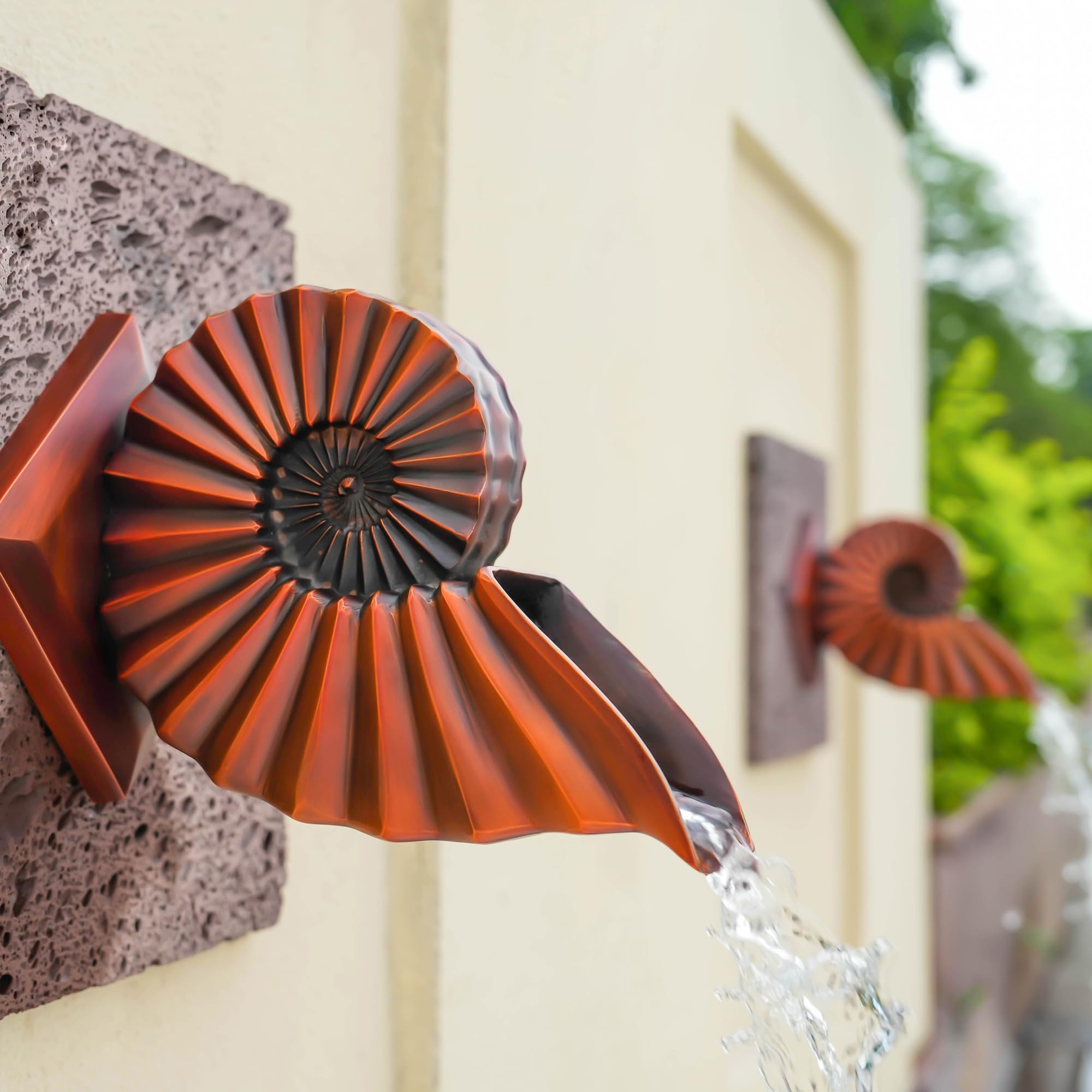 Exquisite Conch Solid Brass Handmade Landscape Waterfall Fountain Spout ...