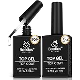 Beetles Gel Top Coat No Wipe High Gloss Clear UV LED for Gel Nail Polish | High-gloss no-wipe gel top coat with smooth self-leveling application, anti-yellow clarity and 28+ day wear UV/LED required.