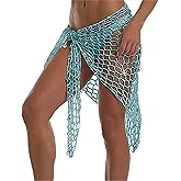 Swimwear Cover Up beach hand crochet shawl capelet cover up fishnet skirt. (L1)