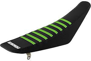 Enjoy MFG Ribbed Seat Cover for 1999-2002 Kawasaki KX 125/250 Later Models - All Black/Green Ribs