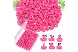 TOUCH TOP 120 Pcs Pink Mini Resin Flamingos Ducks for Crafts Tiny Animals Figures to Hide Cute Miniature Plastic Flamingos for Garden Dollhouse Micro Landscape Aquarium Party Decorations