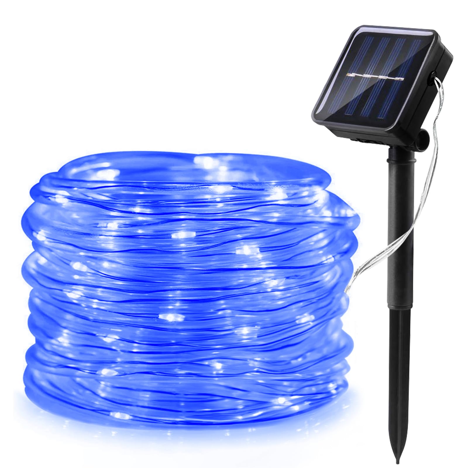 WoskjXas Solar Fairy String Lights, Solar String Rope Lights, 12M/39ft 100 LEDs Solar Powered Tube Lights Waterproof with 8 Modes for Garden Wedding Christmas Party Holiday Decorations
