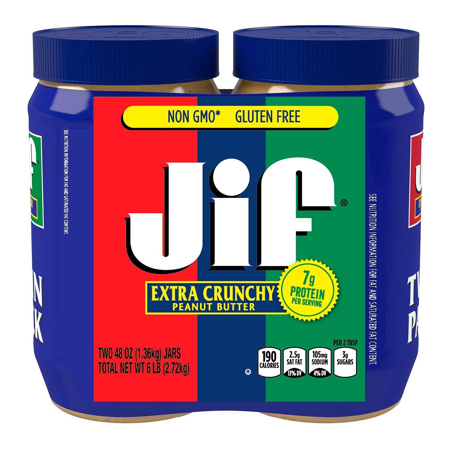 2 Pack Combo JIF Extra Crunchy Peanut Butter 48 Oz Each Jar Cos11