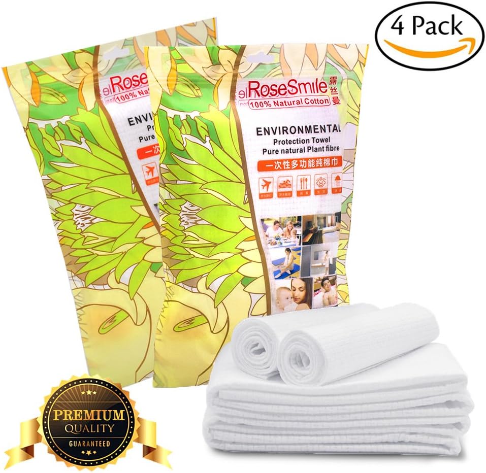 LENDOO Disposable Guest Towels, Bath Towel for Travel/Bathroom/Hotel/Clean/SPA,with Soft Absorbent Fiber Cotton(2 Hand Towels and 2 Bath Towels)