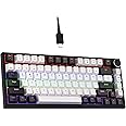 Newmen GM326 Wired Mechanical Keyboard,75% Percent Mini Backlit Hot Swappable Gaming Mechanical Keyboard with Knob,82 Keys Anti-Ghosting Compact Gaming Keyboard for PC Win Mac,Black/White,Red Switch