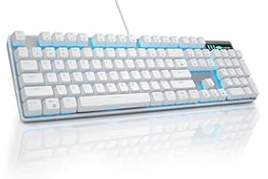 MageGee Mechanical Gaming Keyboard, Wired USB Adjustable Backlight Keyboard, New Mechanical Storm 100% Anti-ghosting Keyboard with Red Switches for Windows PC/MAC Games (White)