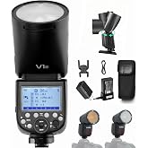 Godox V1-S TTL Round Head Flash Speedlite for Sony | 76Ws, 1/8000 HSS, 1.5s Recycle, TTL/M TCM Switch,480 Full Power Flashes, 2980mAh Battery