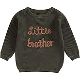Big Brother Little Brother Matching Outfits Letter Embroidery Knit Sweater Shirt Baby Boy Winter Warm Clothes
