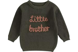 YOAWDATS Toddler Baby Girl Boy Long Sleeve Knit Sweater Brothers Sisters Letter Embroidery Round Neck Pullover Fall Winter Tops