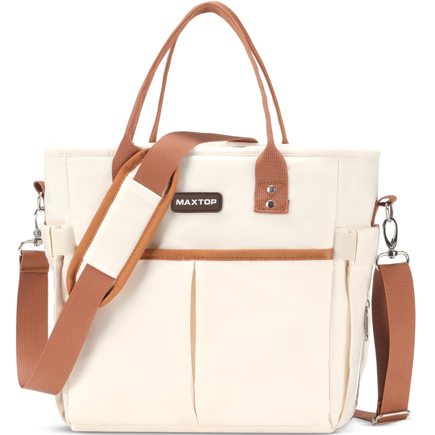 MAXTOP Lunch Bag Women for Work Insulated Thermal Lunch Box with Wide-Open Pocket Reusable Leakproof Cooler Bags with Removable Shoulder Strap for Teacher Nurse Office Picnic Travel XL-Brown Image MAXTOP Lunch Bag Women for Work Insulated Thermal Lunch Box with Wide-Open Pocket Reusable Leakproof Cooler Bags with Removable Shoulder Strap for Teacher Nurse Office Picnic Travel XL-Brown Image
