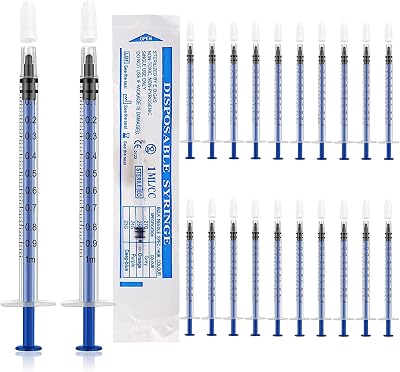 HXC 20 Pcs 1ml Syringes Colostrum Kit Plastic Caps Sterile for Labs Pets