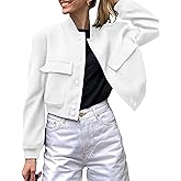 Zeagoo Women Bomber Jacket Casual Button Down Varsity Jackets Shackets With Pockets Outwear