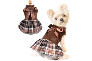 SHIFENMEI Dog Sweaters for Small Dogs Spring Dog Sweater Dog Dress XXS XS Dog Clothes for Chihuahua Yorkie Teacup Pet Coat Dog Outfit Cat Apparel, Small, Coffee