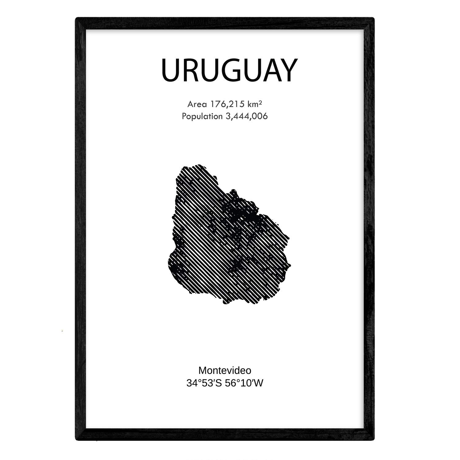 Nacnic Poster of Uruguay. Sheets of countries and continents. A3 size