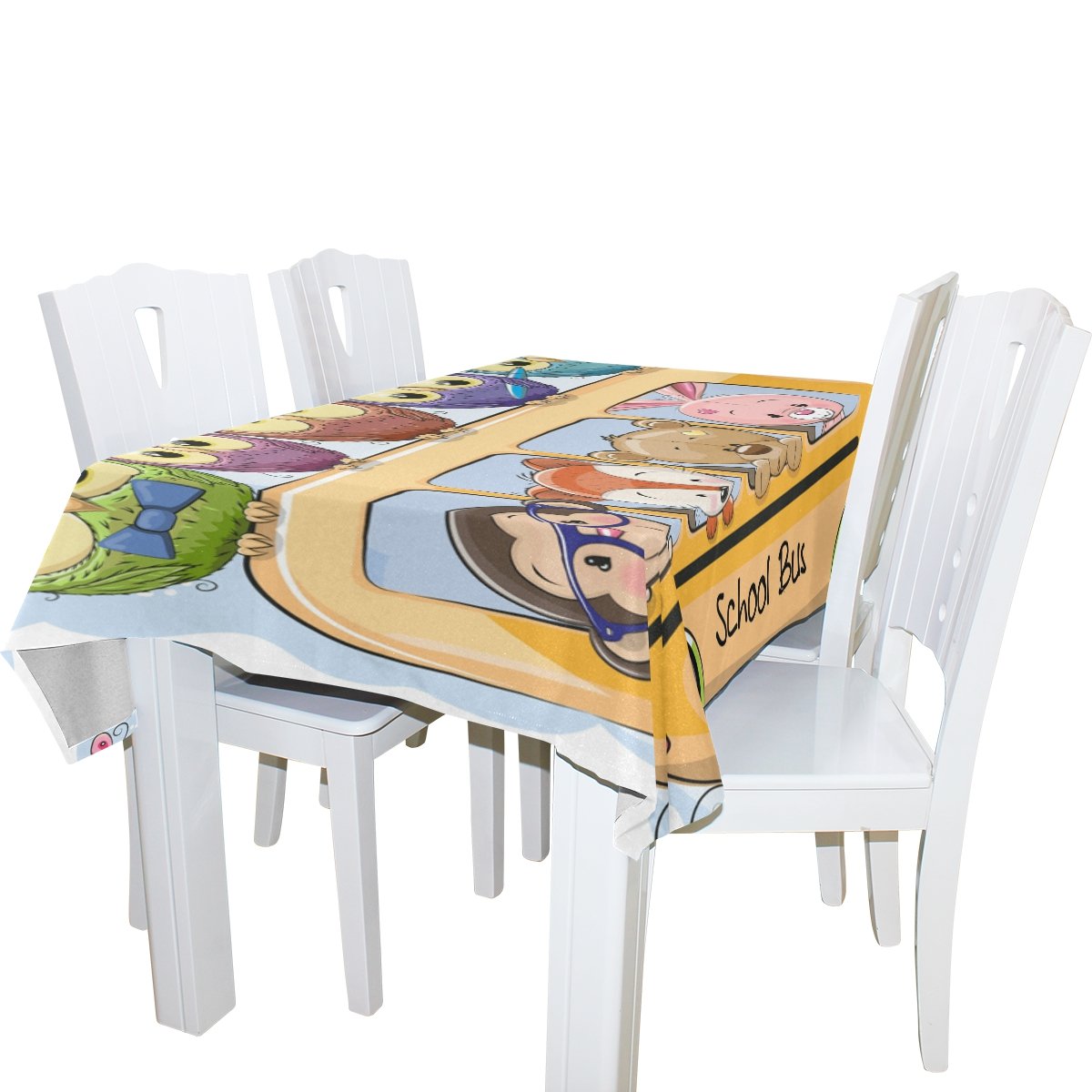 Amazon Com Colourlife Tablecloth Back To School Bus Modern Table