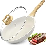 GiPP Nonstick Skillet Frying Pan with Lid 28cm White Granite PFOS/PFOA Free