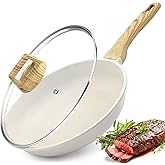 GiPP Nonstick Frying Pan Skillet with Lid - 9.5" White Granite Non Stick Pans, Omelette Pan with Heat-Resistant Handle, Compatible with All Stovetops, PFOA Free