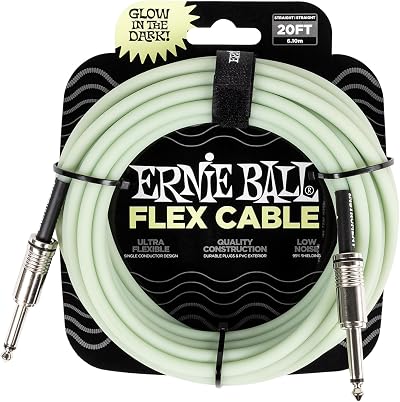 Ernie Ball Flex Instrument Cable Straight 20ft Glow in the Dark