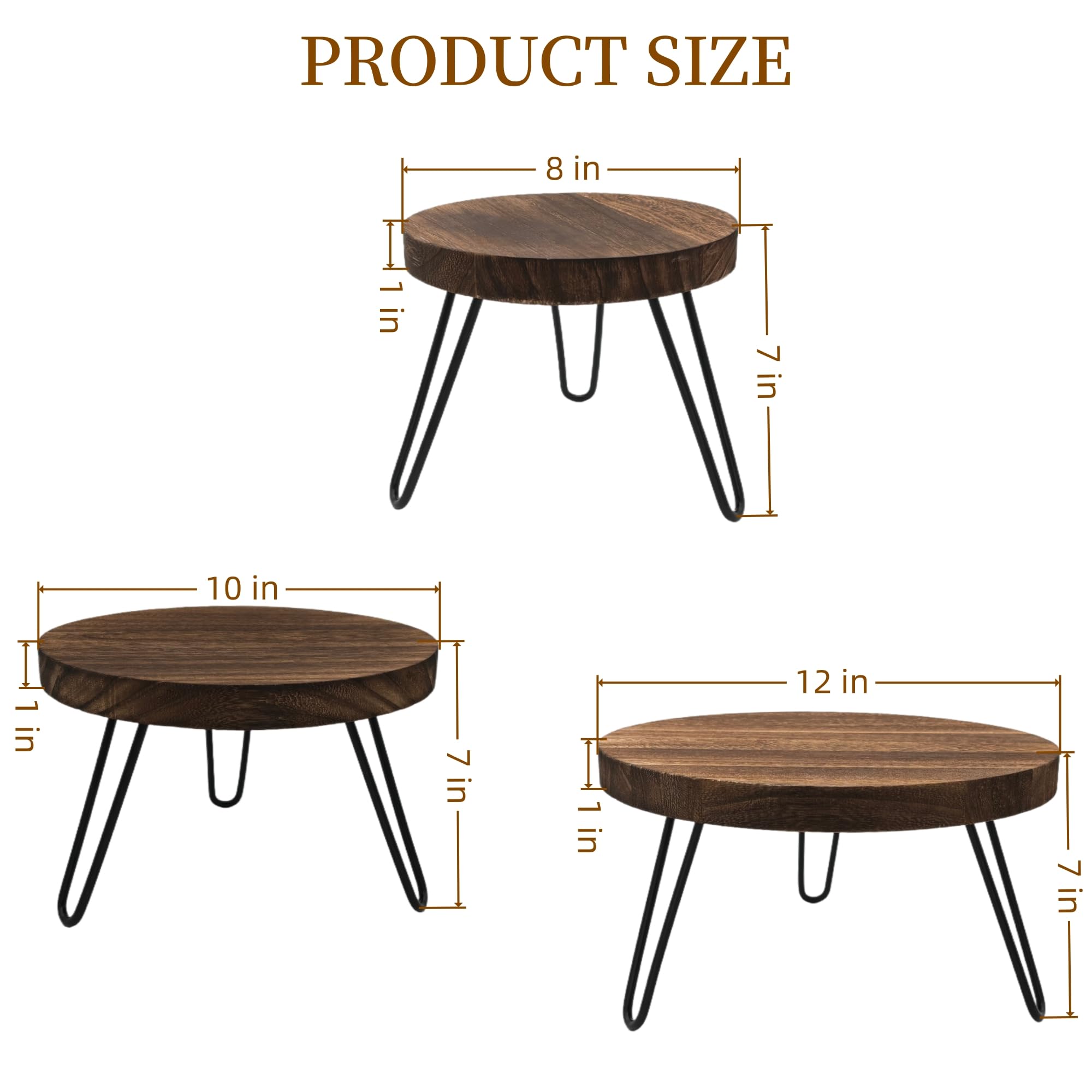 3 Pack Wood Plant Stand Indoor Outdoor, 8\'\' 10\'\' 12\'\' Wooden Planter Stands Fit 5-15 Inch Pot, Plant Stool Flower Pot Stand Gardening Display Pedestals for Decor Living Room Balcony, Office, Patio