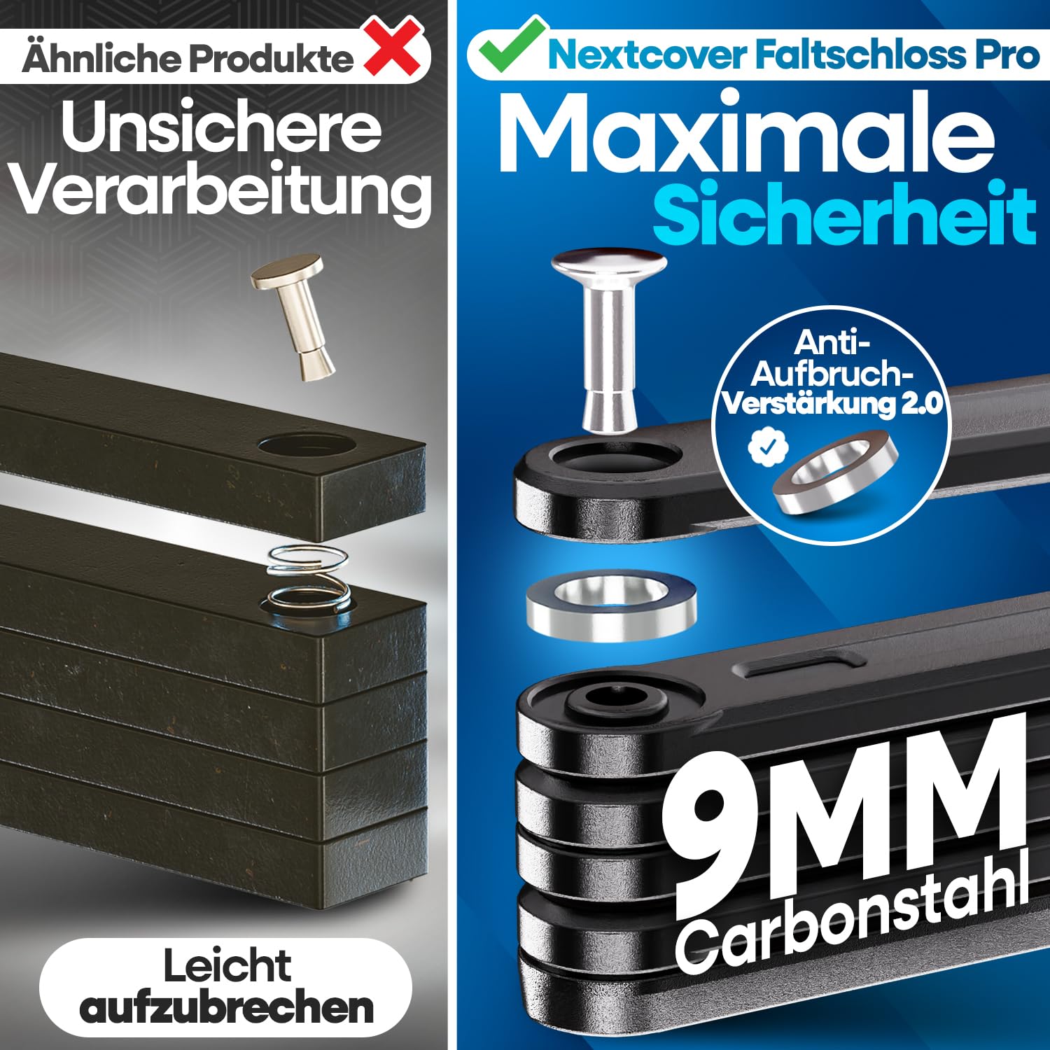 NEXTCOVER® NEU Faltschloss Fahrrad FoldPro 100cm - Das Original - mit SteelSecure-Technologie 3.0 I Robustes Fahrradschloss Faltschloss I Fahrradschloss hohe Sicherheit inkl. Halterung 7