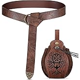 LEIFIDE 2 Pcs Renaissance Belt Pouch Medieval Viking Pirate Leather Pouch Bag Embossed Costume Accessories