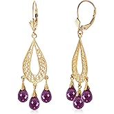 3.75 Carat 14k Solid Gold Chandelier Earrings Natural Amethyst