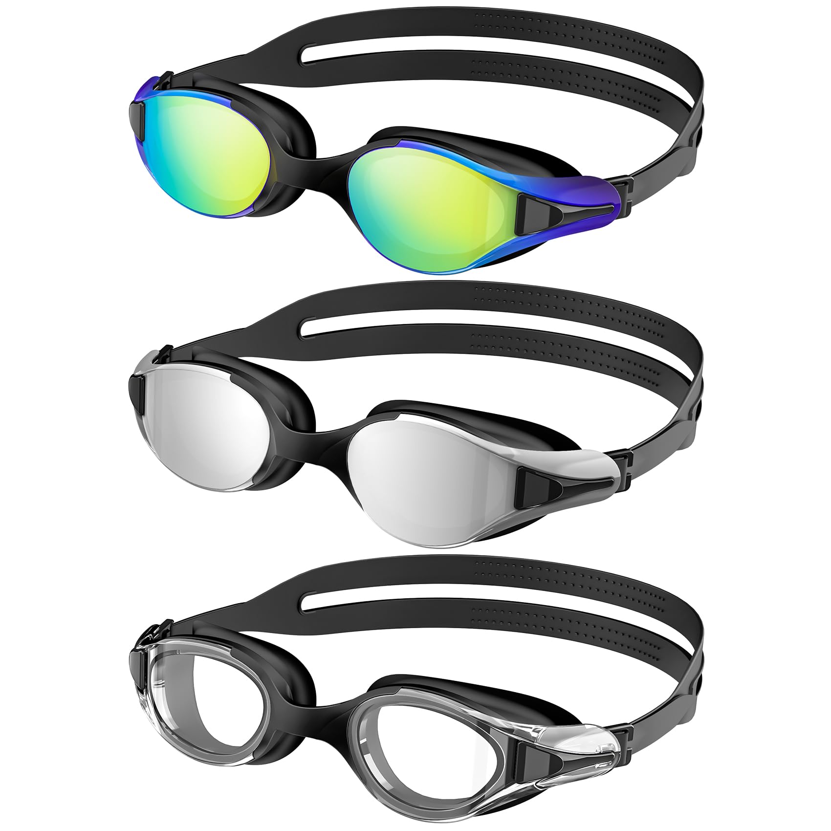 Photo 1 of NSSIW Swim Goggles Adult Swimming-Goggles: Pool Goggles for Men and Women with Anti Fog UV400 Protection No Leak 3 Pack