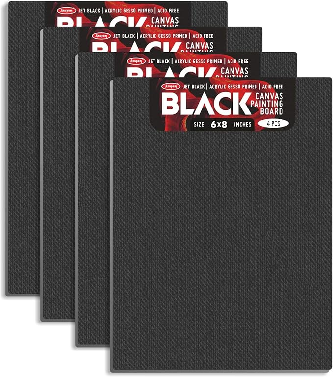 Buy Anupam Black Cotton Canvas Boards for Painting (6x8 Inch, Pack of 4