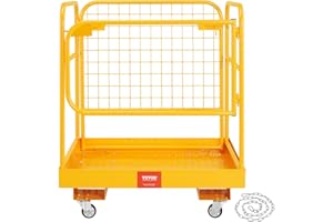 VEVOR Forklift Safety Cage, Forklift Man Basket 1200 lbs Capacity, 36 x 36 inches Folding Forklift Work Platform with 4 Wheel