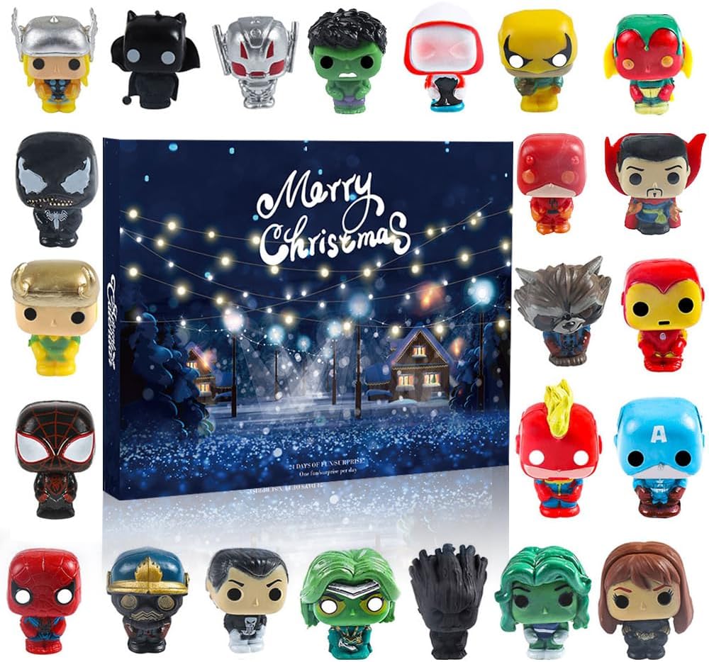 Advent Calendars - Superhero Advent Calendar 2023 for Kids Boys, with 24 PCS Hero Action Figures Christmas Countdown Calendar Super Hero Display Gifts for Kids and Fans