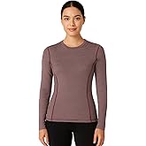 Merino Protect 100% Merino Wool Base Layer Women Temperature-Regulating Long Sleeve Thermal Striped Shirt for Hiking Travel