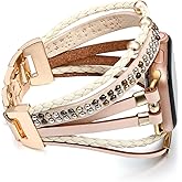 Wingoden Posh Leather Bracelet Compatible with Apple Watch Band 38mm 40mm 41mm 42mm 44mm 45mm 46mm 49mm for Women Men Boho iWatch Band Ultra Series 11 10 9 8 SE3 7 6 5 4 3 2 1 Ultra 3 - Fashion Cute Multilayer Wrap Apple Watch Strap Replacement