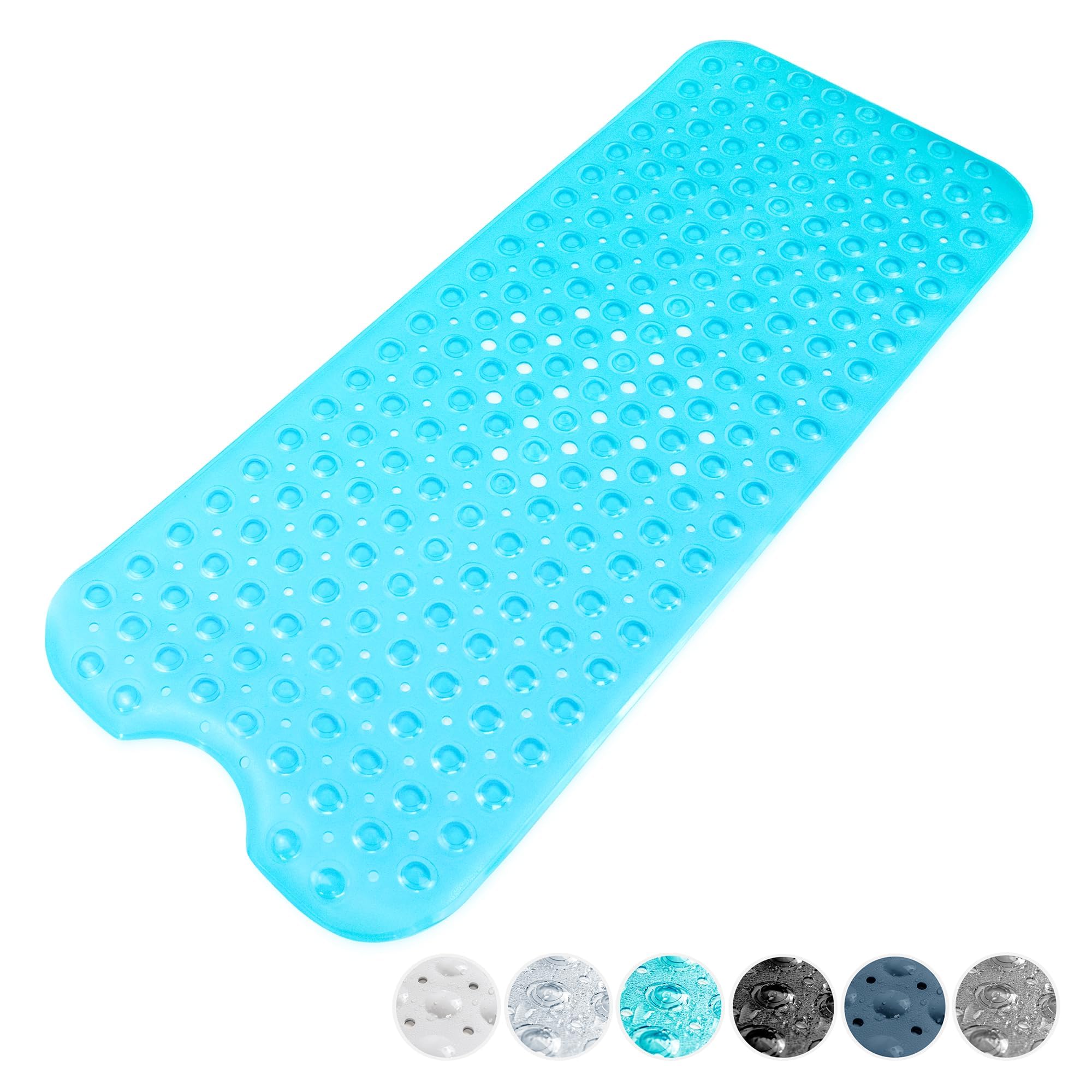 KEPLIN Premium Non-Slip Bath Mat - 200 Suction Cups, BPA, Latex Free, Mildew Resistant, Machine Washable - Safe, Durable & Comfortable for Shower Runner & Bathroom Tubs Extra Long (40x100cm) - Blue