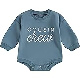 baorji Newborn Baby Boy Girl Bubble Romper Cousin Crew Embroidery Long Sleeve Bodysuit Infant One Piece Fall Outfit