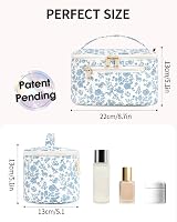 Wandering Nature Travel Makeup Bag with Brush Compartment Blue Flower view 6