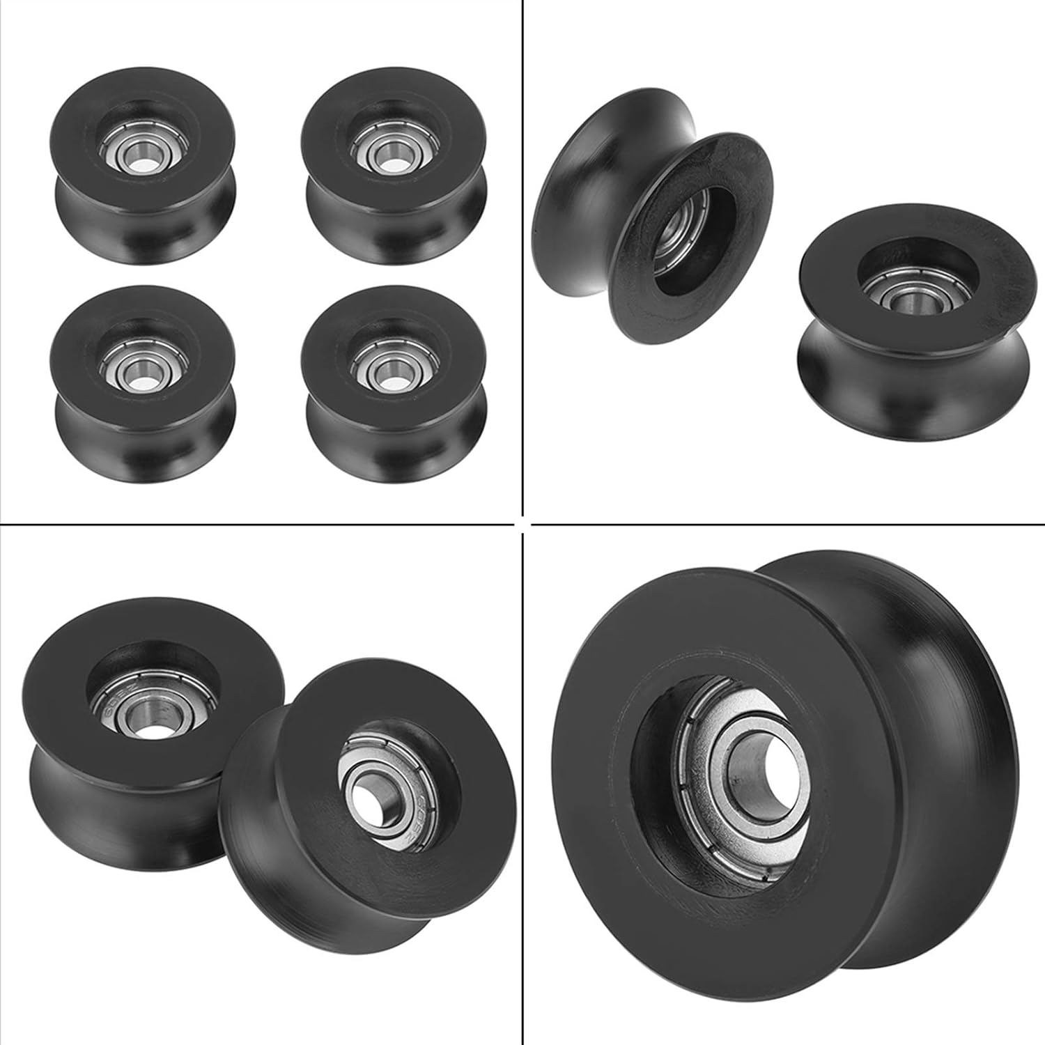 U-Groove Pulley Wheel, 4PCS 0840UU U Type Pulley Roller Guide Wheel 8x39.5x20.1mm U Groove Ball Bearings, Default - Image 5