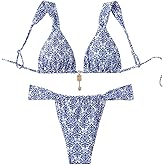 QJQ Women's 2 Piece Cheeky Bikini Sets Leopard Print Tie Back Bathing Suit Sexy Triangle Swimsuit