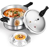 WantJoin 8Qt Aluminum Pressure Cooker w/Release Valve &amp; Multiple Protective Devices,Pressure Canner Compatible with Gas &amp; Induction Cooker,Canner Rack Included