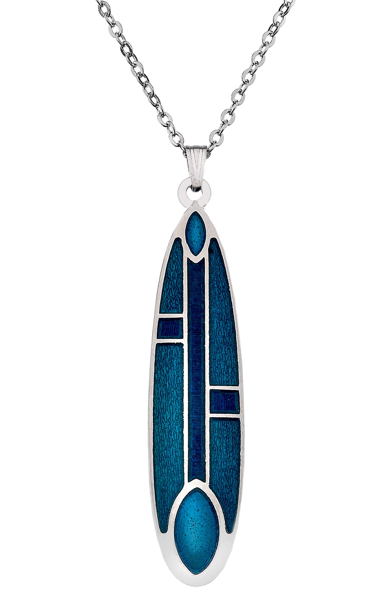 Rennie Mackintosh "lines" Design Pendant/Necklace, Enamel Teardrop With Chain And Presentation Box (Lilac)