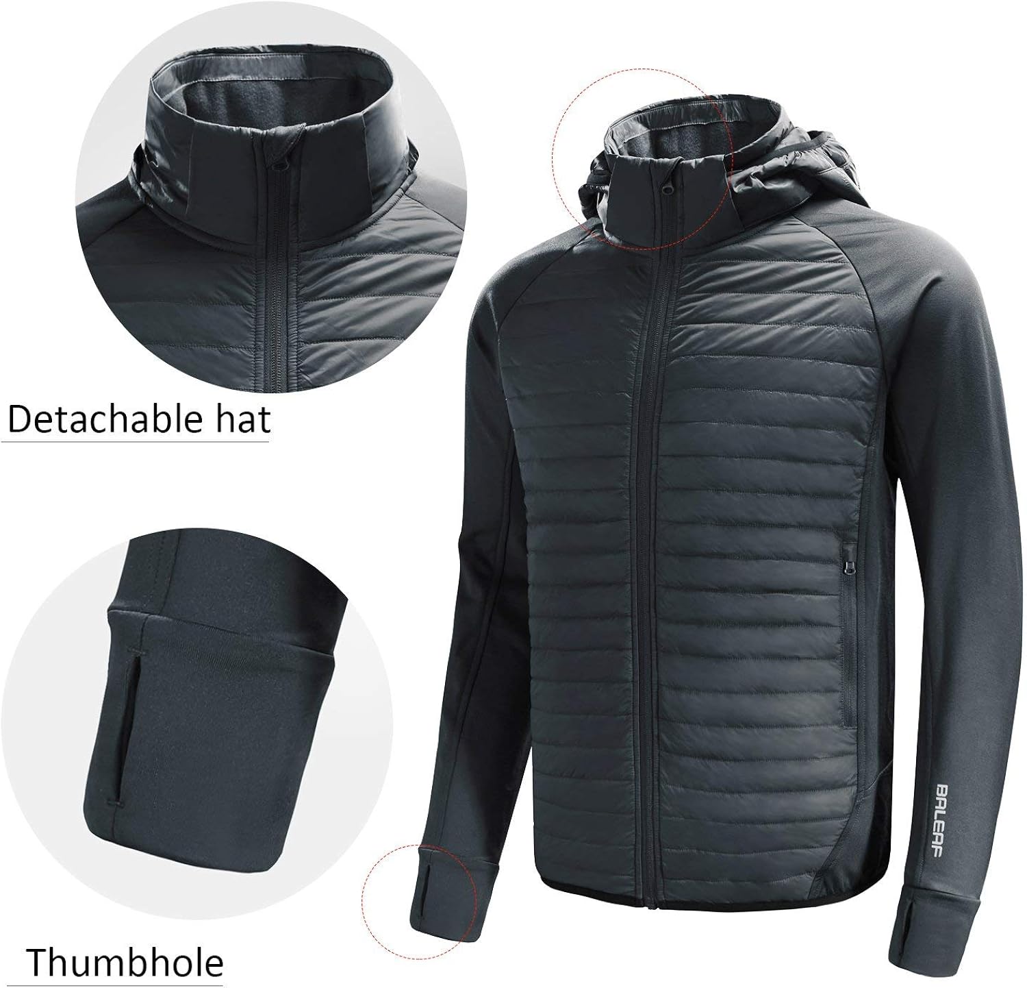 BALEAF Men's Lightweight Warm Puffer Jacket Winter Down Jacket Thermal Hybrid Hiking Coat Water Resistant Packable: Clothing