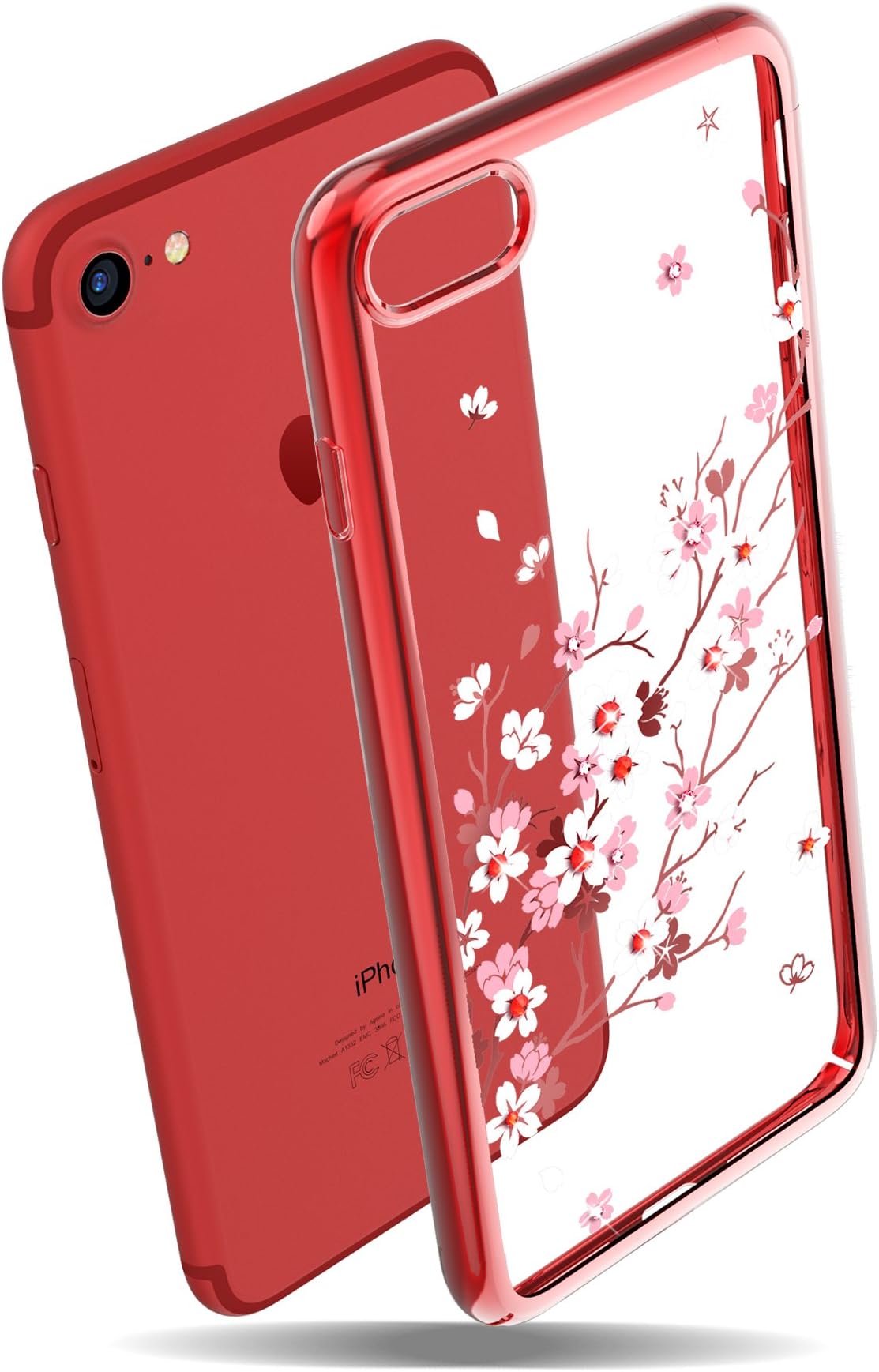 KINGXBAR for Apple iPhone 8 Case , iPhone 7 Case ,Bling Diamond Crystals from SWAROVSKI Element ,Fashion Hard PC Transparent Sparkly Case Cover for Christmas party