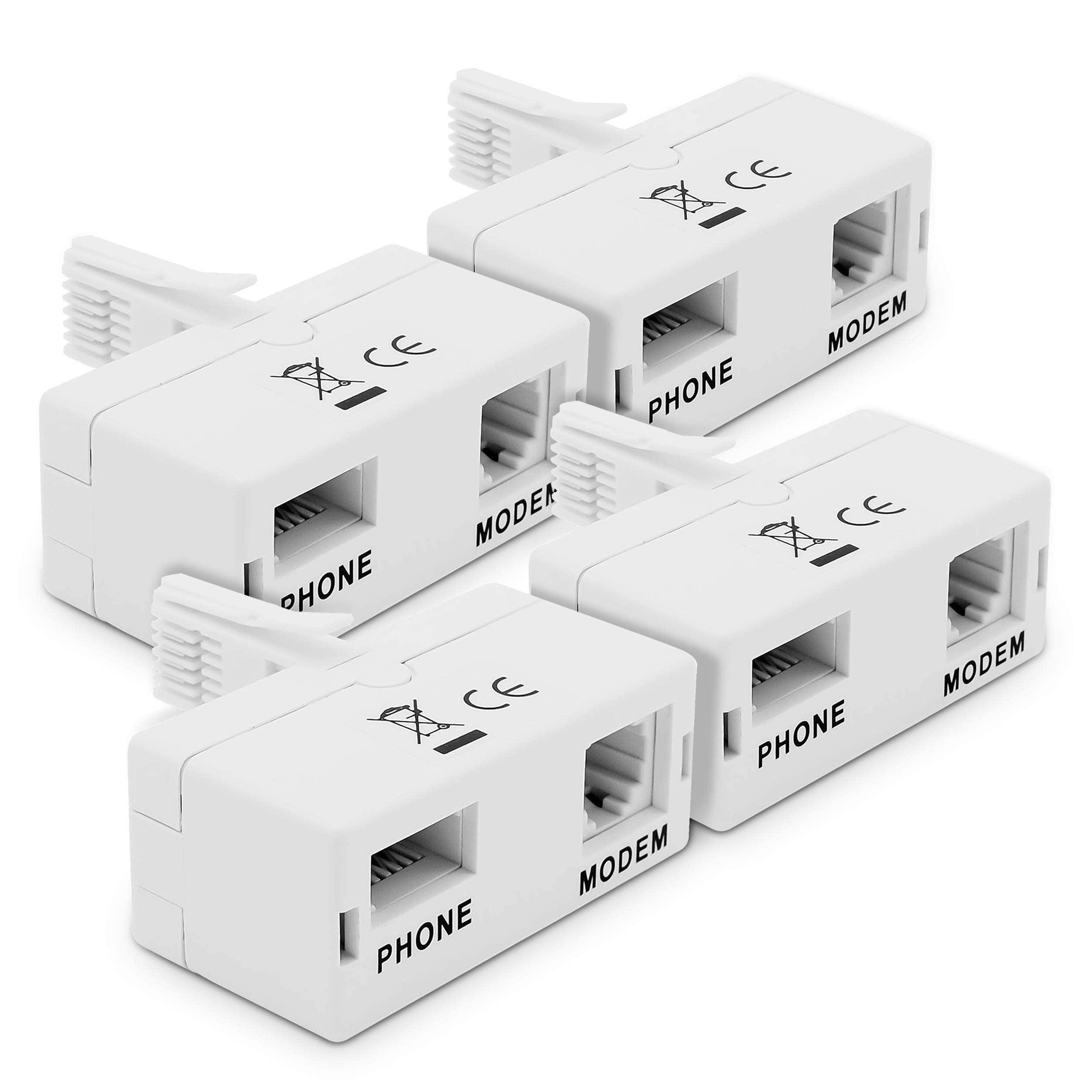 Dynamode ADSL Micro filter and Splitter Adapter For Broadband, Tiscali, Sky, Talktalk, Orange, O2 Modem, Router, DECT, PABX, Phone Systems, Home and Office, Plug n' Play