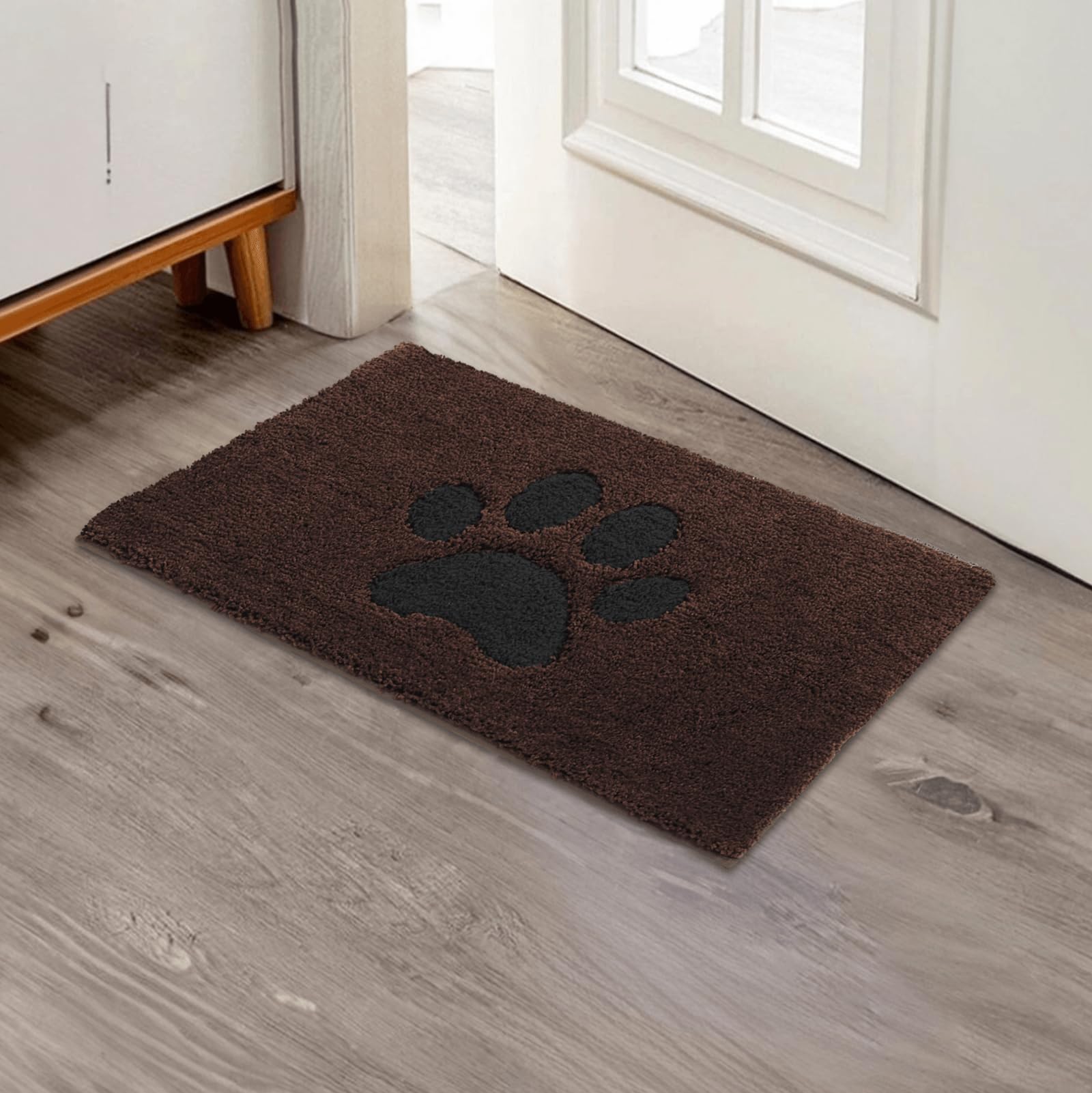 Oiilores Dirt Trapper Door Mat Indoor 40 x 60 cm, Non-Slip Washable Rug, Low-Profile Inside Doormats for Entryway, Super Absorbent Dog Mats for Muddy Paws, Brown
