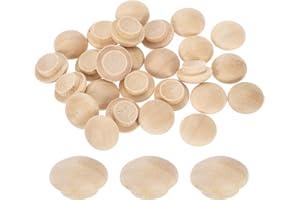 uxcell 120Pcs Wood Button Plugs, 10mm / 0.39" Hardwood Screw Hole Plug Mushroom Wooden Caps Buttons Wood Plug for Furniture W