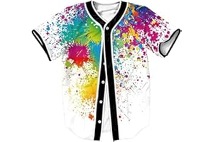 TECOMENING Men and Women Bel Air Jersey Baseball Jersey 90'S Theme Party Hip Hop Short Sleeve Graffiti Shirt for Clubs and Bars