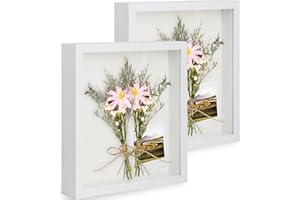 Anhow 2pcs 11 x 14 Shadow Box Frame Display Case, 3D Picture Frame with Glass, Display Case Box for Photos, Memorabilia, Crafts, Souvenir, Wedding Memories, Baby Items - White