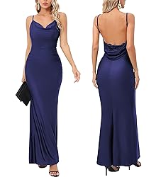 Capuffy Women Drape Neck Formal Maxi Dresses Lace